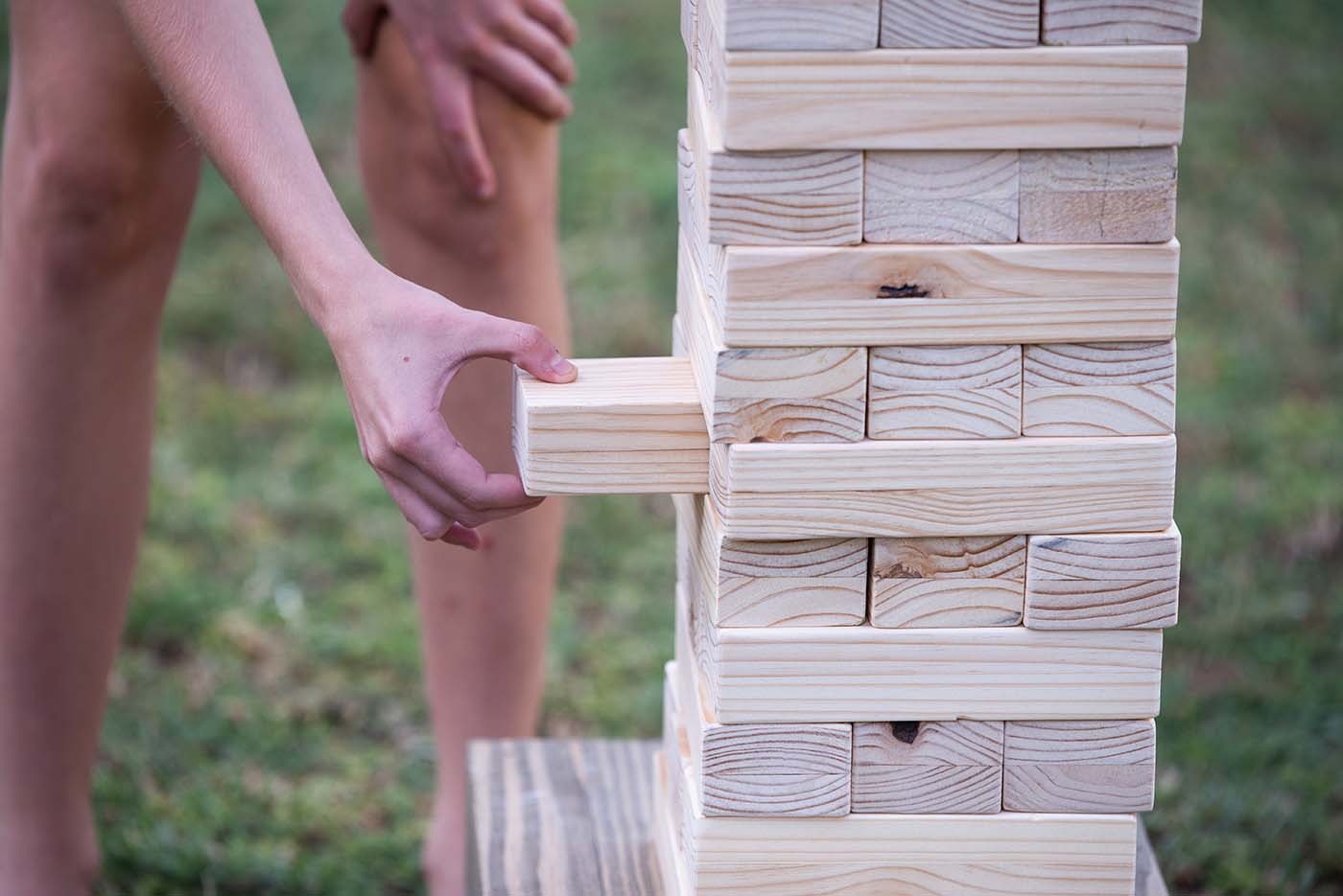 Giant Jenga being palyed