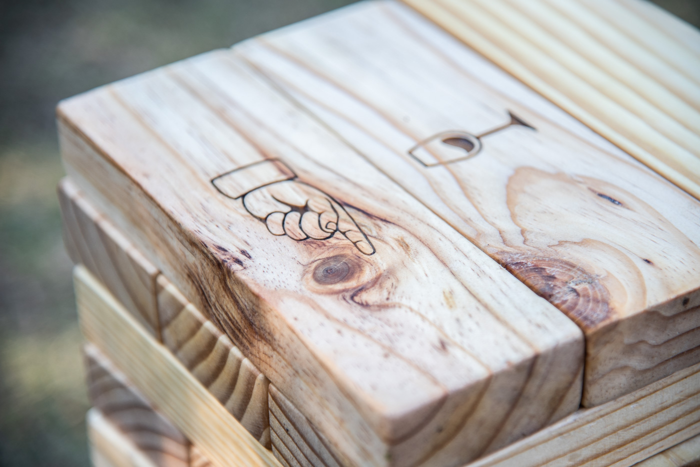 Lawngames Giant Uno Jenga made of wood for hire